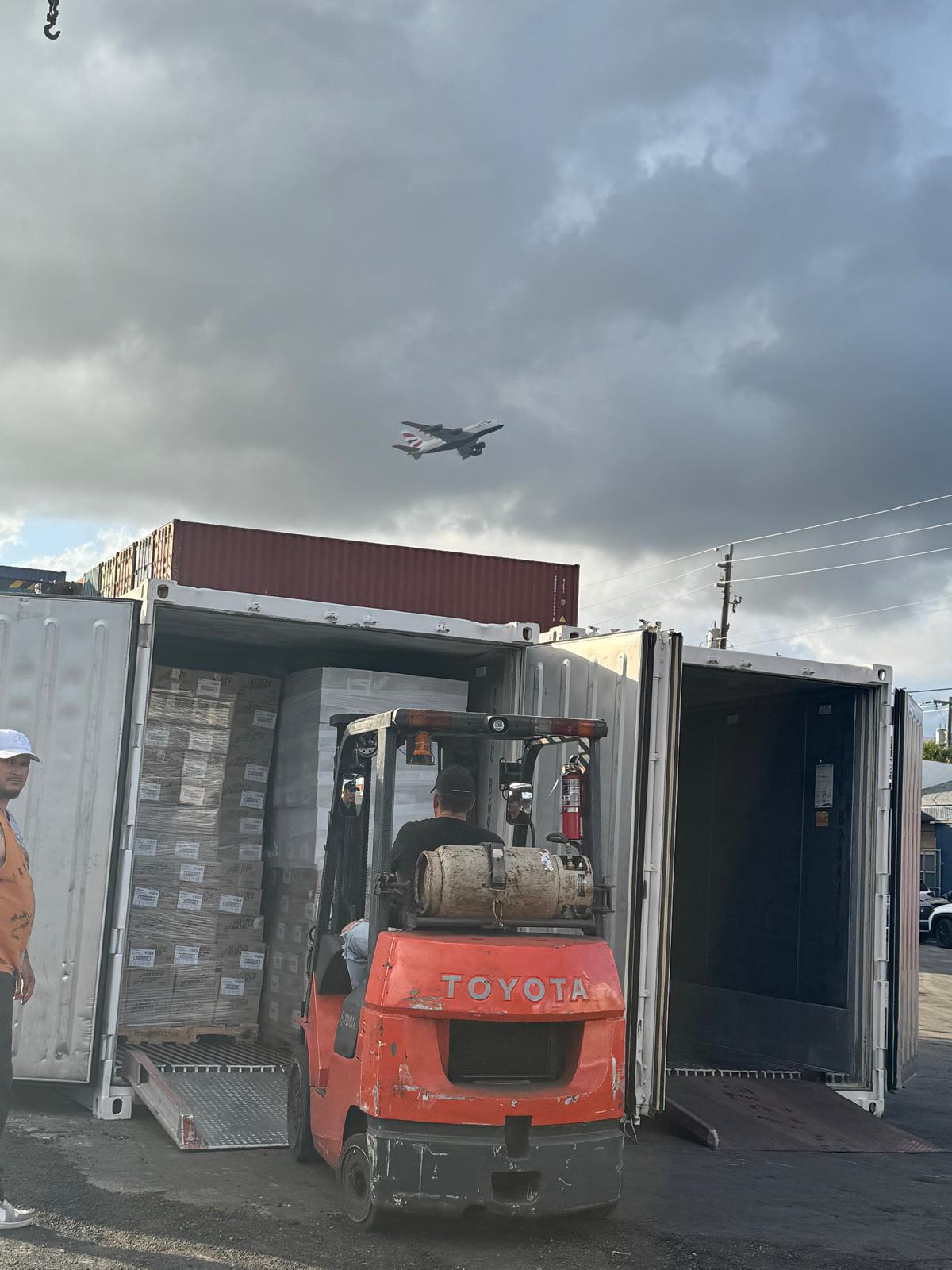 Container loading with forklift