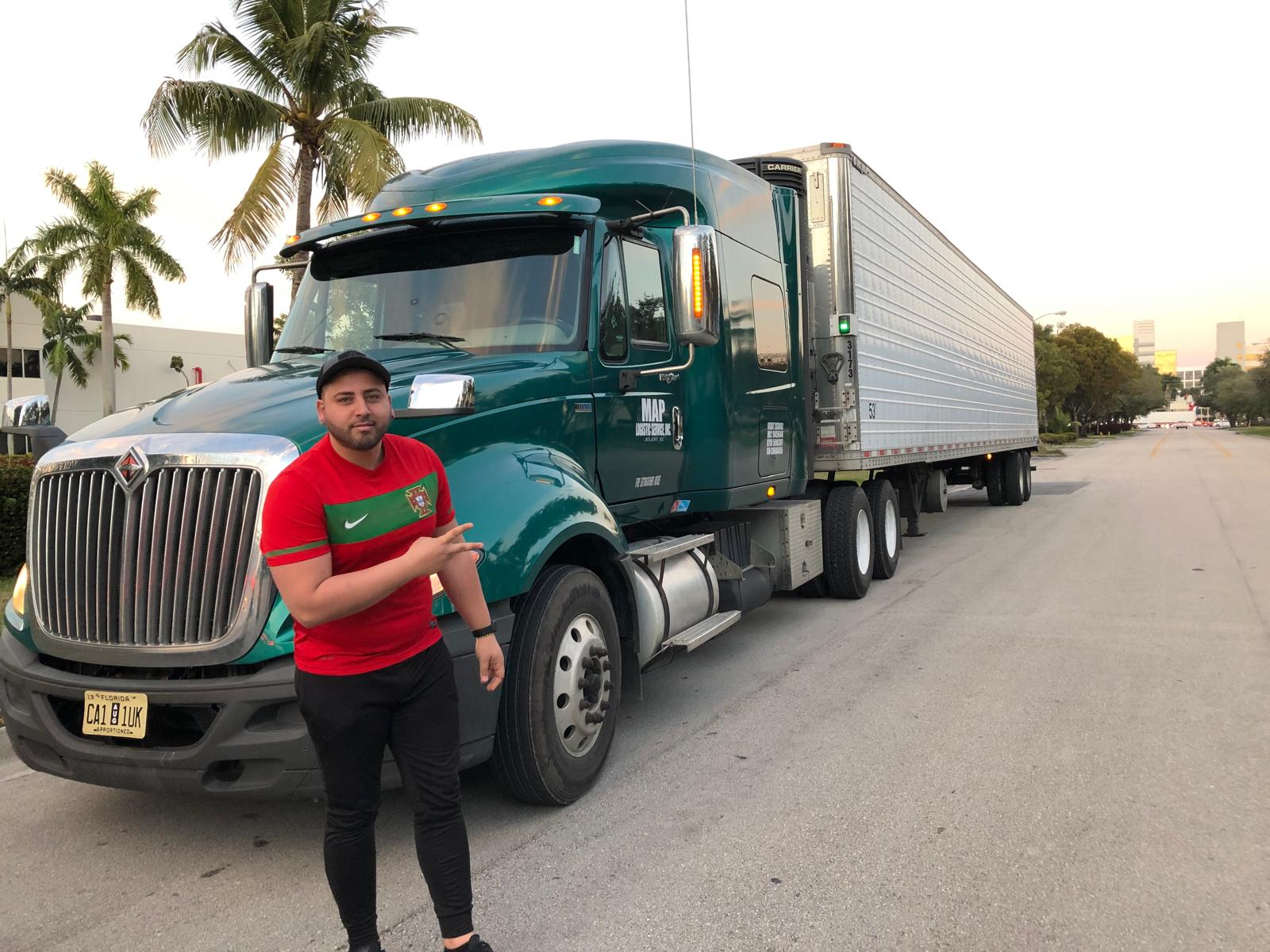 Freight vehicle in operation